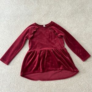 Tea collection dusty rose/mauve velour ruffle top Size 6